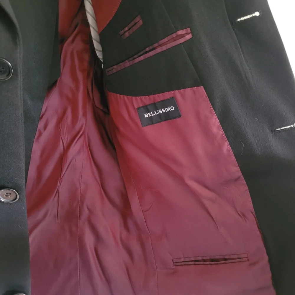 Bellissino Black Single Breast Suit Jacket & Straight Leg Trousers, Size 40L - Picture 3 of 16